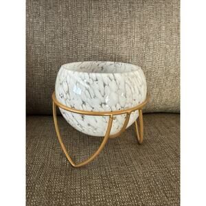 Jewelry Trinket Potpourri Box Bowl Container/Vase with Copper Metal Stand